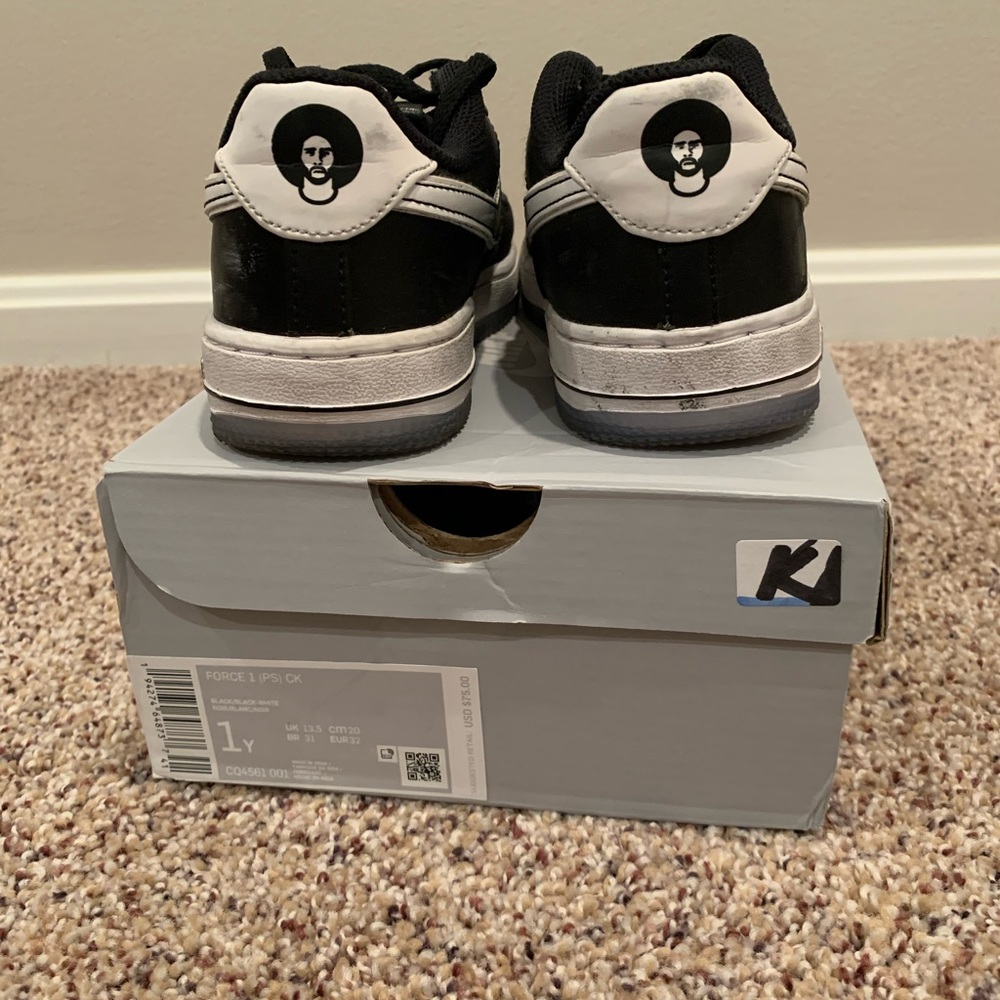 Authentic Nike Air Force 1 'Colin Kaepernick’ Black Sneaker, Size 1Y CQ4561 001